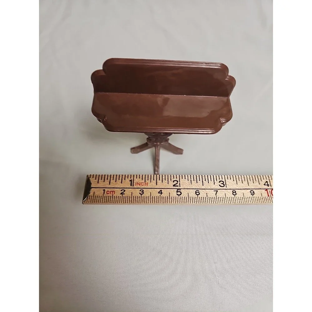Vintage Plasco Dollhouse Wall Table Brown Miniature Plastic Mid Century